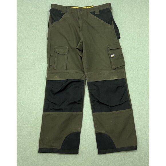 CAT Workwear Pants 36x32 Brown Utility Cargo Reinforced Knees Pockets Durable - Picture 1 of 9